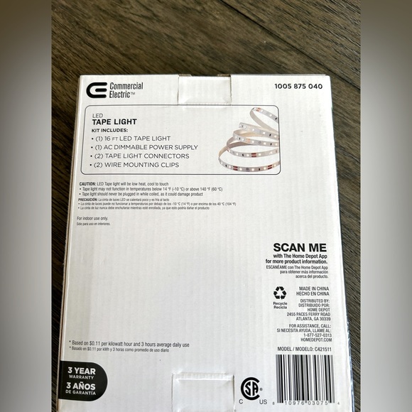 🆕 Commercial Electric 16 ft. LED AC Dimmable White Tape Light Kit - Picture 14 of 16